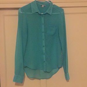 Sheer Teal Dress Blouse 💫